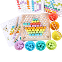 Wooden Peg Board Beads Game, Puzzle Color Sorting Stacking Art Toys for Toddlers, Counting Toy for Kids, Toddler Educational Montessori Games for Math Learning, Great Gift for Girls and Boys | Shinymarch