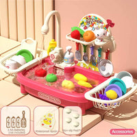 Play Sink with Running Water, Kitchen Sink Toys Play Kitchen Toy Accessories, Pool Floating Fishing Toys for Water Play, Kids Role Play Dishwasher Toy | Shinymarch