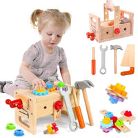 Wooden Toddler Tool Set, Toy Tools for Toddlers 2 3 4 Year Old and Montessori Educational STEM Toys, 29 Pcs Pretend Construction Toys Birthday Gifts for Boys & Girls | Shinymarch