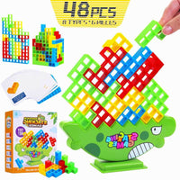 48 Pcs Tetra Tower Fun Balance Stacking Building Blocks Board , Attack Game Games for 2 Players,Gifts for Kids, Adults, Friends, Teams, classrooms, Family Game Nights and Parties | Shinymarch