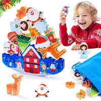 Christmas Stacking Toys for Kids 3-10 Kids Wooden Blocks Toy Christmas Birthday Gifts for 4 5 6 7 8 9 10 Year Old Boys Girls Toy Balance Competition Game for Kid Ages 5-7 Stocking Stuffers | Shinymarch