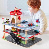 Three-dimensional Wooden Parking Garage Playset | Totlogics