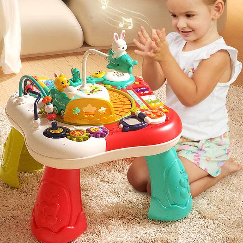 3-in-1 Multifunctional Kids Activity Table with Musical Piano, Train ...