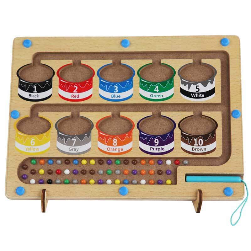 TOP BRIGHT Magnetic Color And Number Maze - Wooden Magnet Board Puzzles