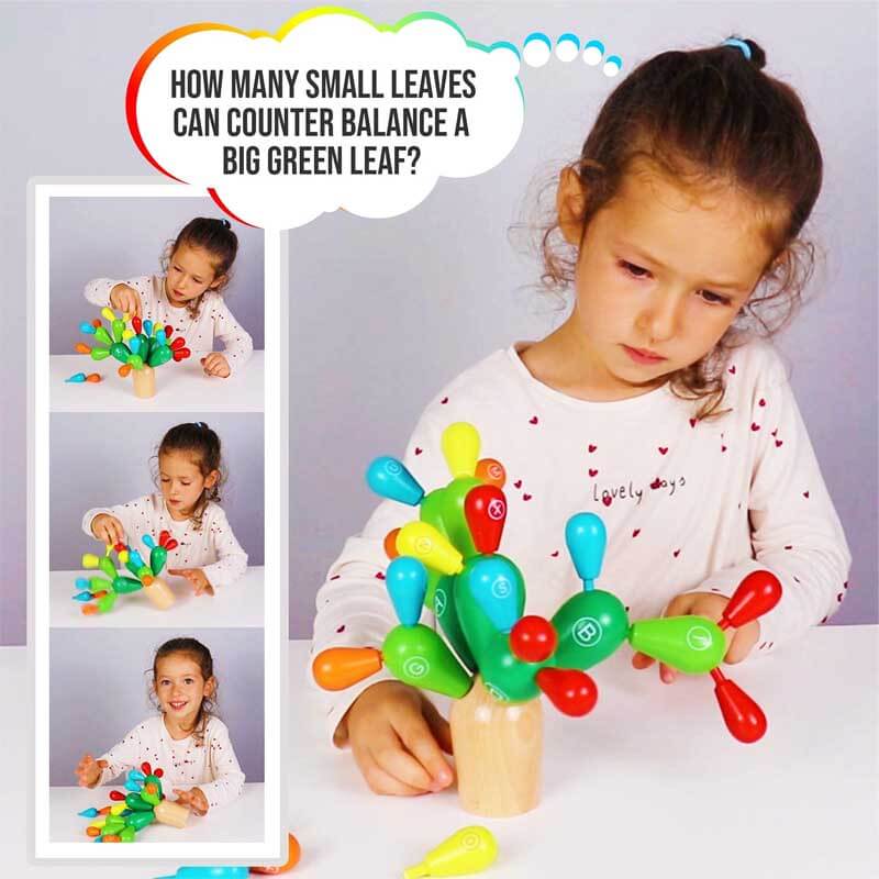 Wooden Stacking Rainbow Cactus Toy to Build and Stack Cactus Blocks to Balance Cactus Puzzle Fun Educational Activities for Children Aged 3-8 | Shinymarch®