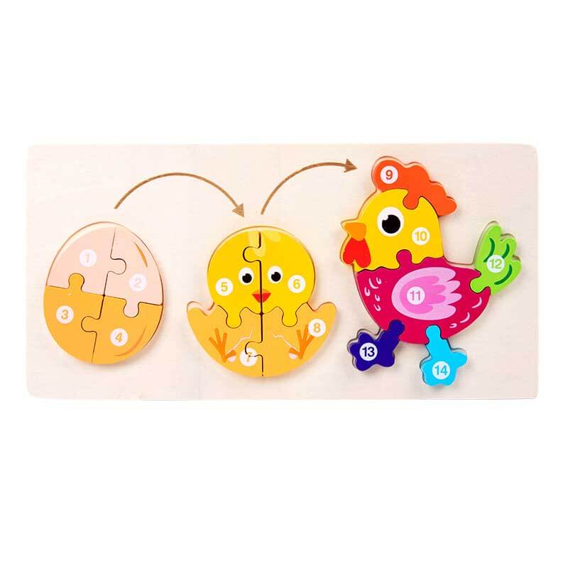 Wooden Little Animals Growing Puzzle for Kids between 1-4 years old | Shinymarch®