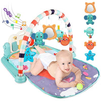 Baby Gym Play Mat, Kick and Play Piano Tummy Time Gym Mat, Musical Piano Activity Playmat for Baby Girl & Boy 0 to 3 6 9 12 Months, Baby Floor Mat Activity Center for Newborn Infant Toddler | Shinymarch