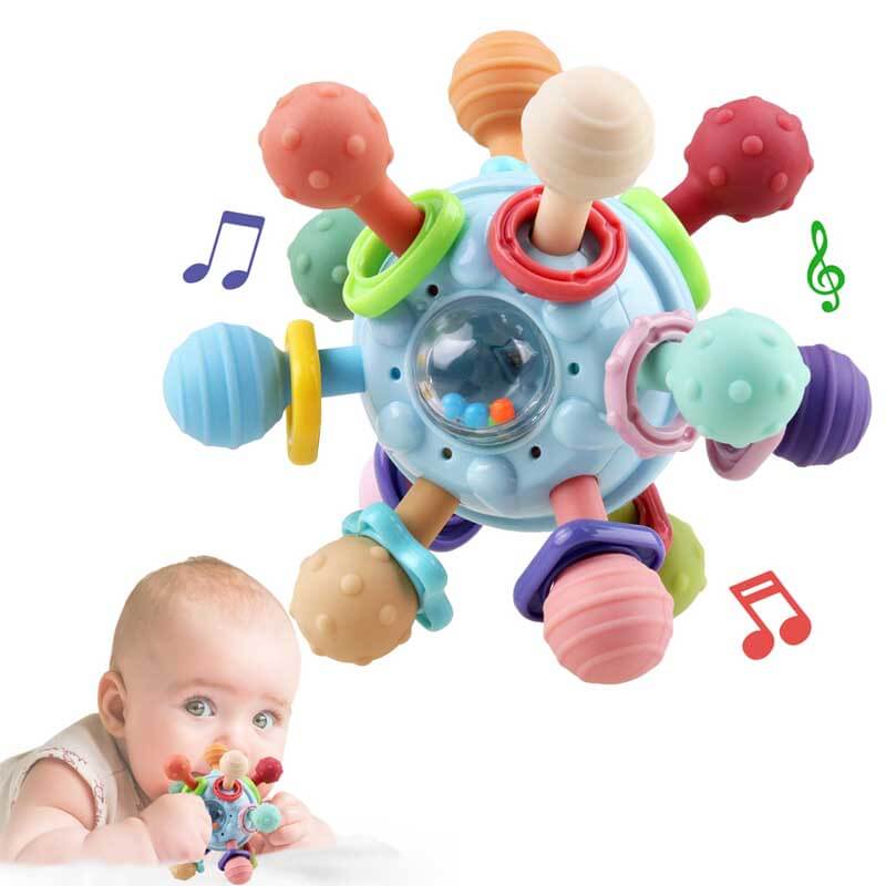 Baby Sensory Teething Toys - Baby Teethers Montessori Toys - Gifts for Infant Newborn Boys Girls 0 3 6 9 12 18 Months 1 One Year Old - Baby Rattle Chew Toys - Toddler Educational Learning Toys | Shinymarch