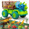 Dinosaur Toys for Toddlers Kids 3-5, Triceratops Transport Car Carrier Truck with 8 Dino Figures, Play Mat, Dino Eggs and Trees, Capture Jurassic Dinosaurs Play Set for Boys and Girls | Shinymarch