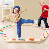 Wooden Balance Beam for Kids 3-5 Toddler Montessori Balance Beam Indoor Outdoor Kids Balance Stepping Stones Coordination and Stability Exercise | Shinymarch