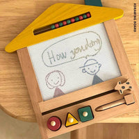 Wooden Magnetic Drawing Board Toy for Toddler,Erasable Writing Sketch Colorful Pad Area Educational Learning Toy for Kid with Three Stamps and a Pen | Shinymarch