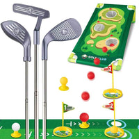 Kids Golf Club Set for 3 4 5 6 Years Old Boys Girls, Adjustable Toddler Golf Set with Putting Mat, Cornhole Board, Outdoor Indoor Sports Toy Christmas Birthday Gift | Shinymarch