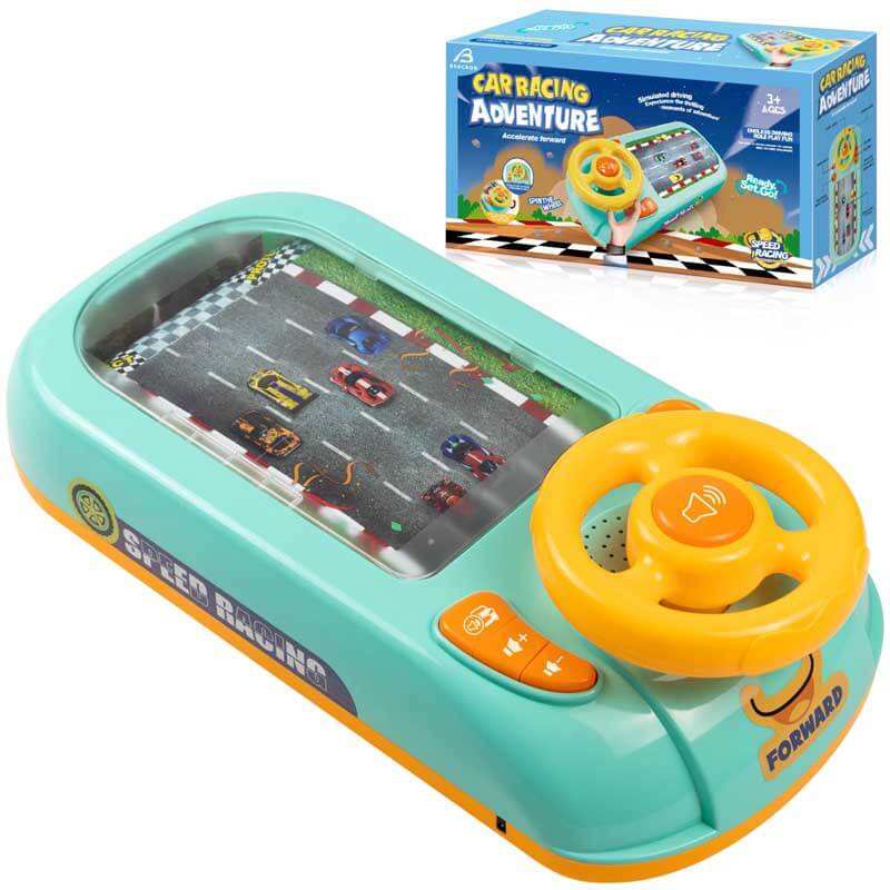 Musical Steering Wheel Toys for Boys 4-6, Toddler Simulated Driving Racing Car Game with Sound Age 3+ Year Old, Interactive Educational Learning Race Car Toy for Boys and Girls Birthday Gift | Shinymarch