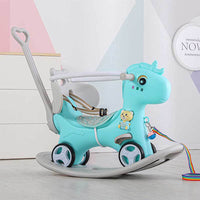 Rocking Horse for Toddlers, Balance Bike Ride On Toys with Push Handle, Backrest and Balance Board for Baby Girl and Boy, Unicorn Kids Riding Birthday (Blue) | Shinymarch