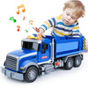 Kids Toys for 3 4 5 6 7 Years Old Boys, 15" Large Tow Truck Toy,Friction Powered Transport Truck Crane Toy with Lights and Sounds,with Roadster,Toddlers Gifts | Shinymarch