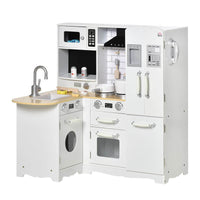 Large Play Kitchen with Full Set of Appliances for a Modern Day Pretend Kitchen, Tons of Storage, Corner Play Kitchen Set with Sound Effect, Educational Pretend Role Playset Game | Shinymarch