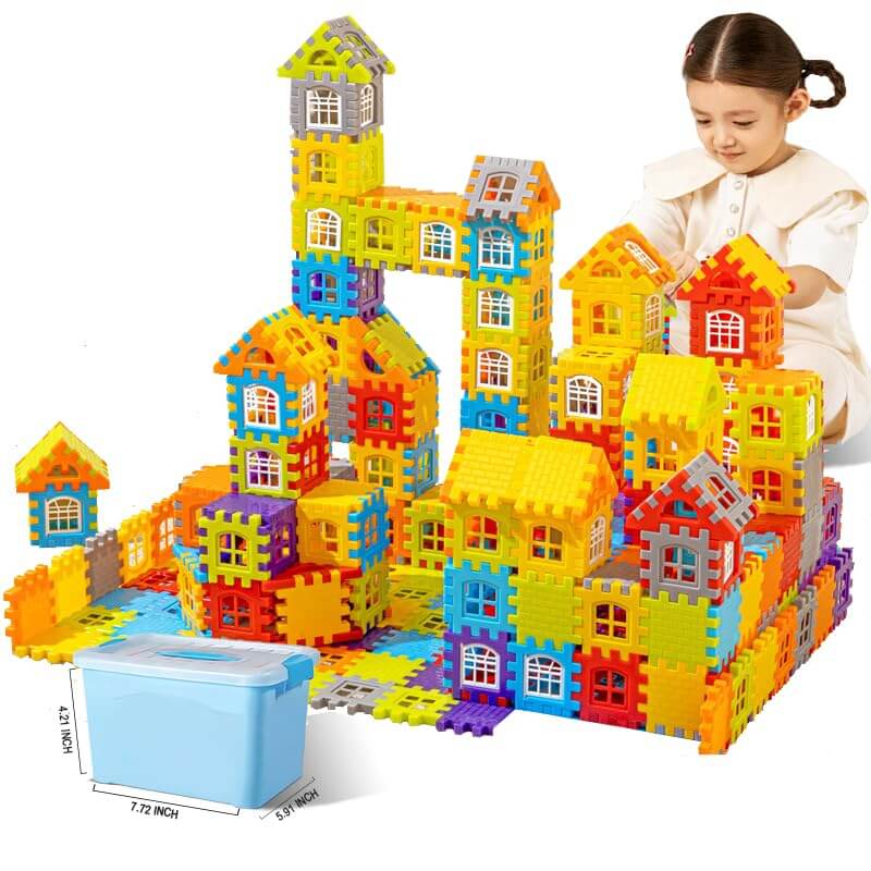 Building Blocks Set 210 Pieces - STEM Educational Learning Toys for Kids Ages 3-8, Creative Construction Preschool Toys for Boys Girls, Safe Plastic Building Set with Storage Box | Wiggletots