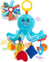 Car Seat Toys for Babies 0–12 Months – Hanging Baby Activity Toy for Car Seat, Stroller, Crib & Gym – Infant Plush Rattle with Mirror, Crinkle, Clip-On for Boys & Girls | Shinymarch